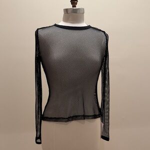 May & Maya Black Mesh Long Sleeve Top
